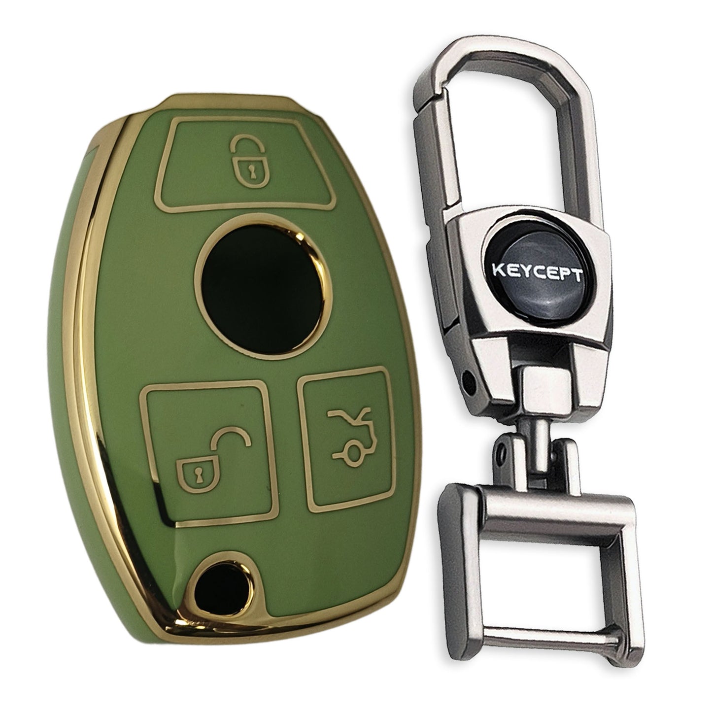 Mercedes Benz Gold Line TPU Key Cover with Keychain (Type 2)