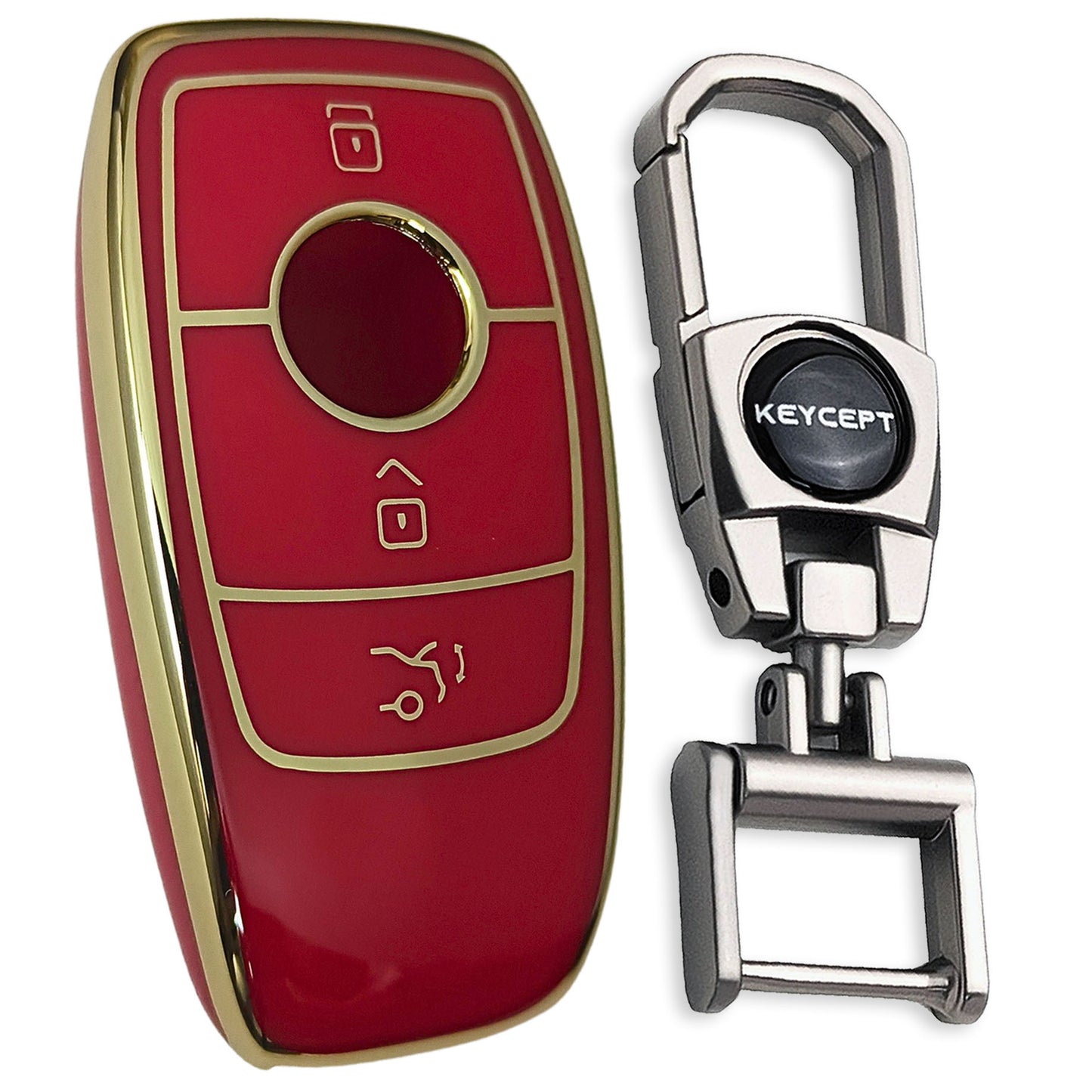 Mercedes Benz Gold Line TPU Key Cover with Keychain (Type 2)