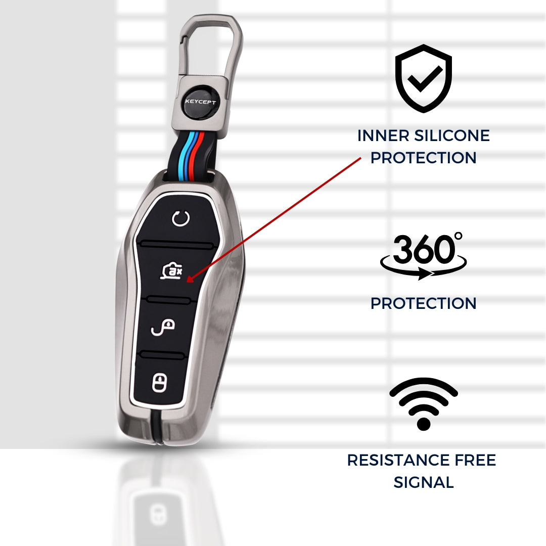 keycept Metal key cover For BYD Atto-3 4 Button Smart Key with Keychain M1.