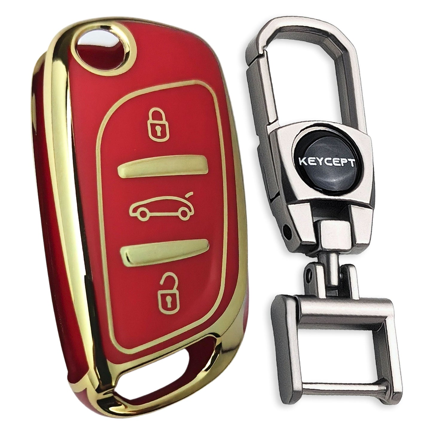 Universal Gold Line TPU Key Cover with Keychain (Type 2)