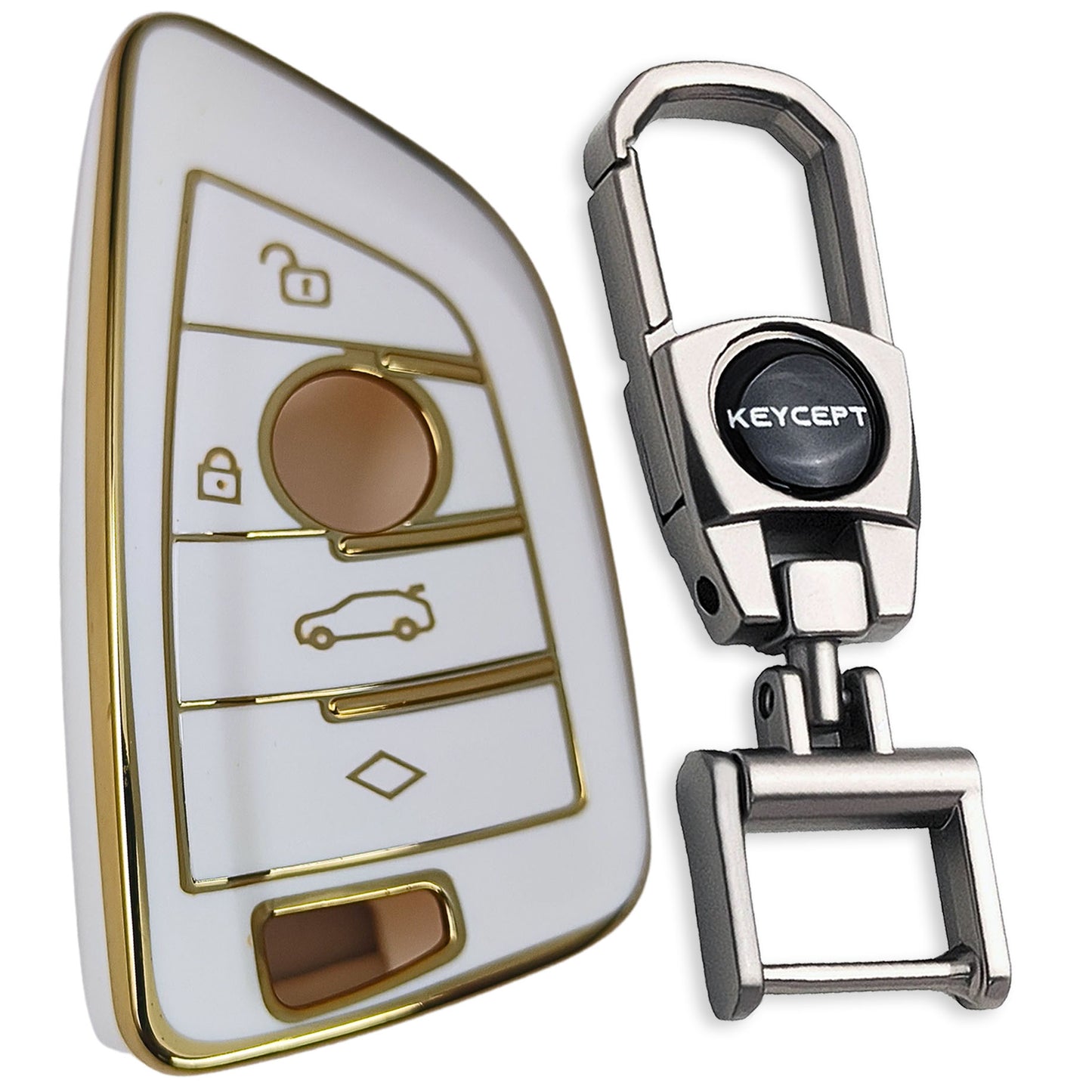 BMW Gold Line TPU Key Cover with Keychain (Type 2)