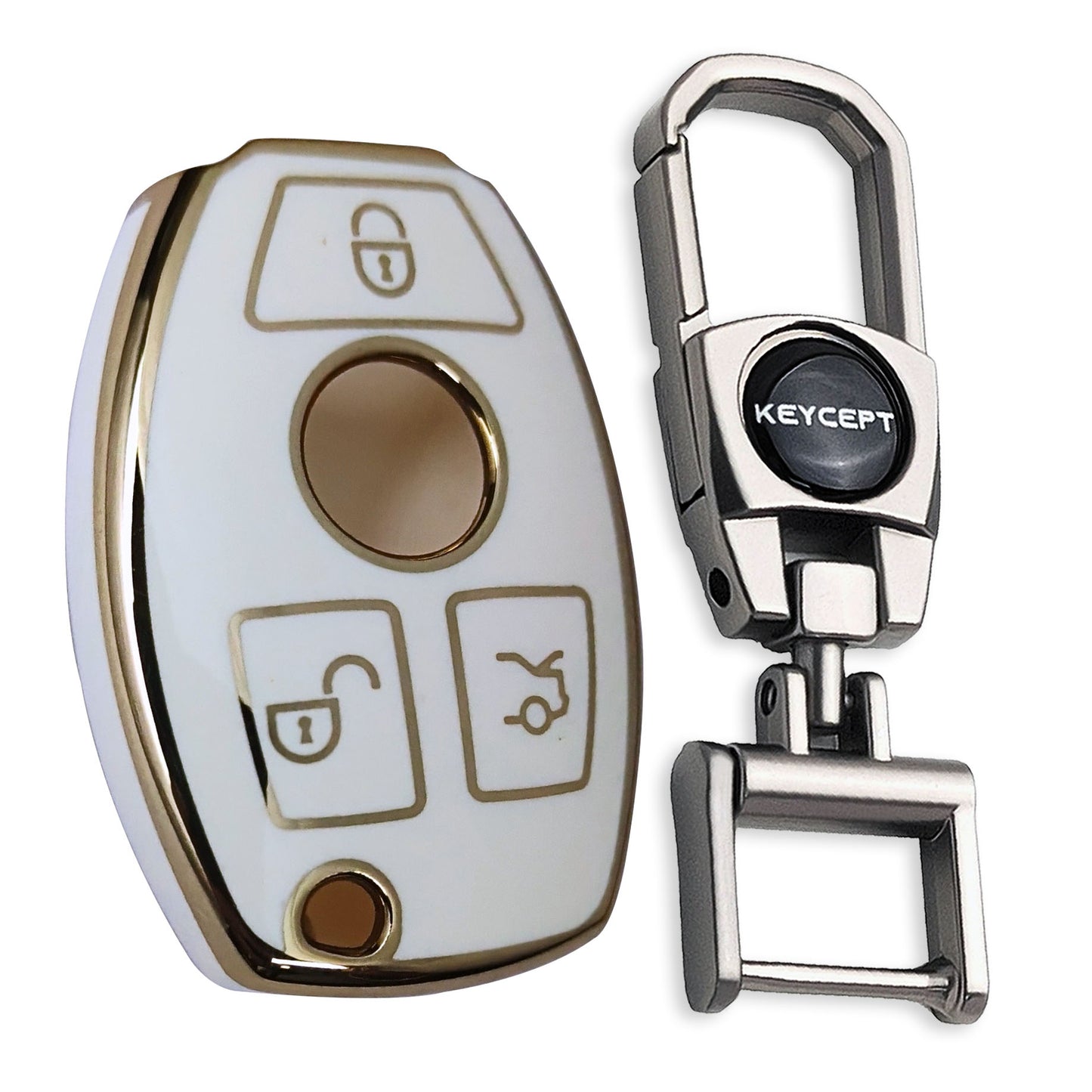 Mercedes Benz Gold Line TPU Key Cover with Keychain (Type 2)