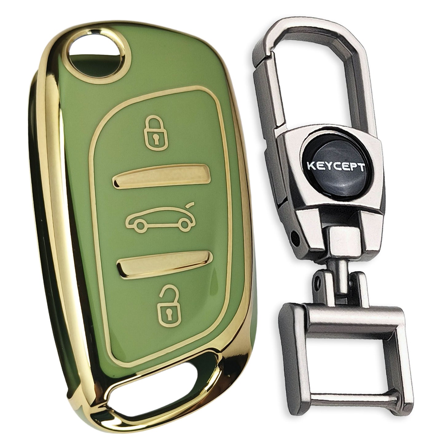 Universal Gold Line TPU Key Cover with Keychain (Type 2)