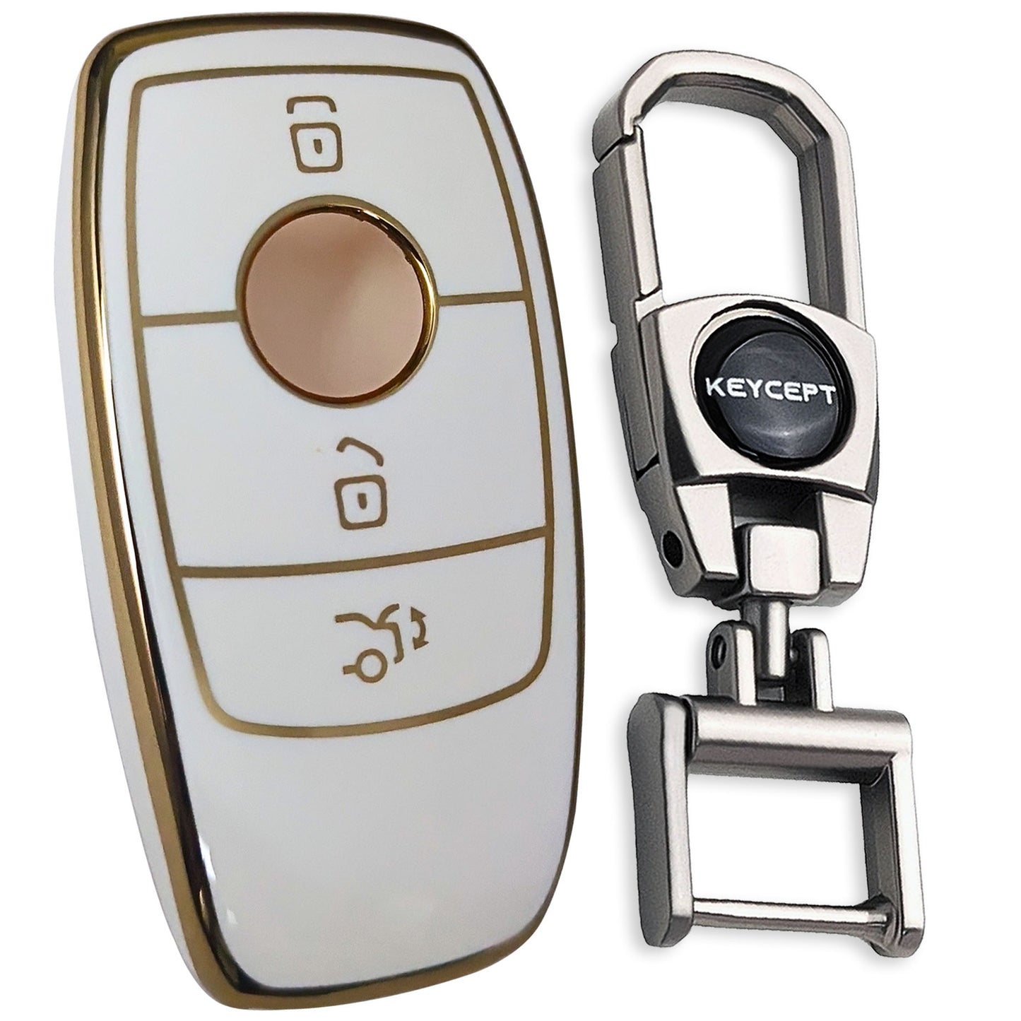 Mercedes Benz Gold Line TPU Key Cover with Keychain (Type 2)