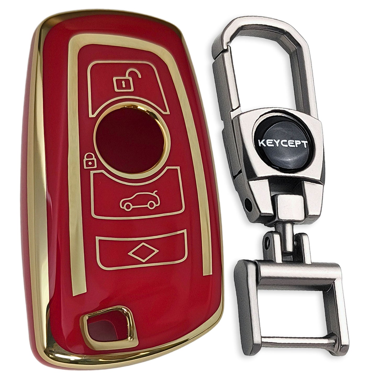 BMW Gold Line TPU Key Cover with Keychain (Type 2)