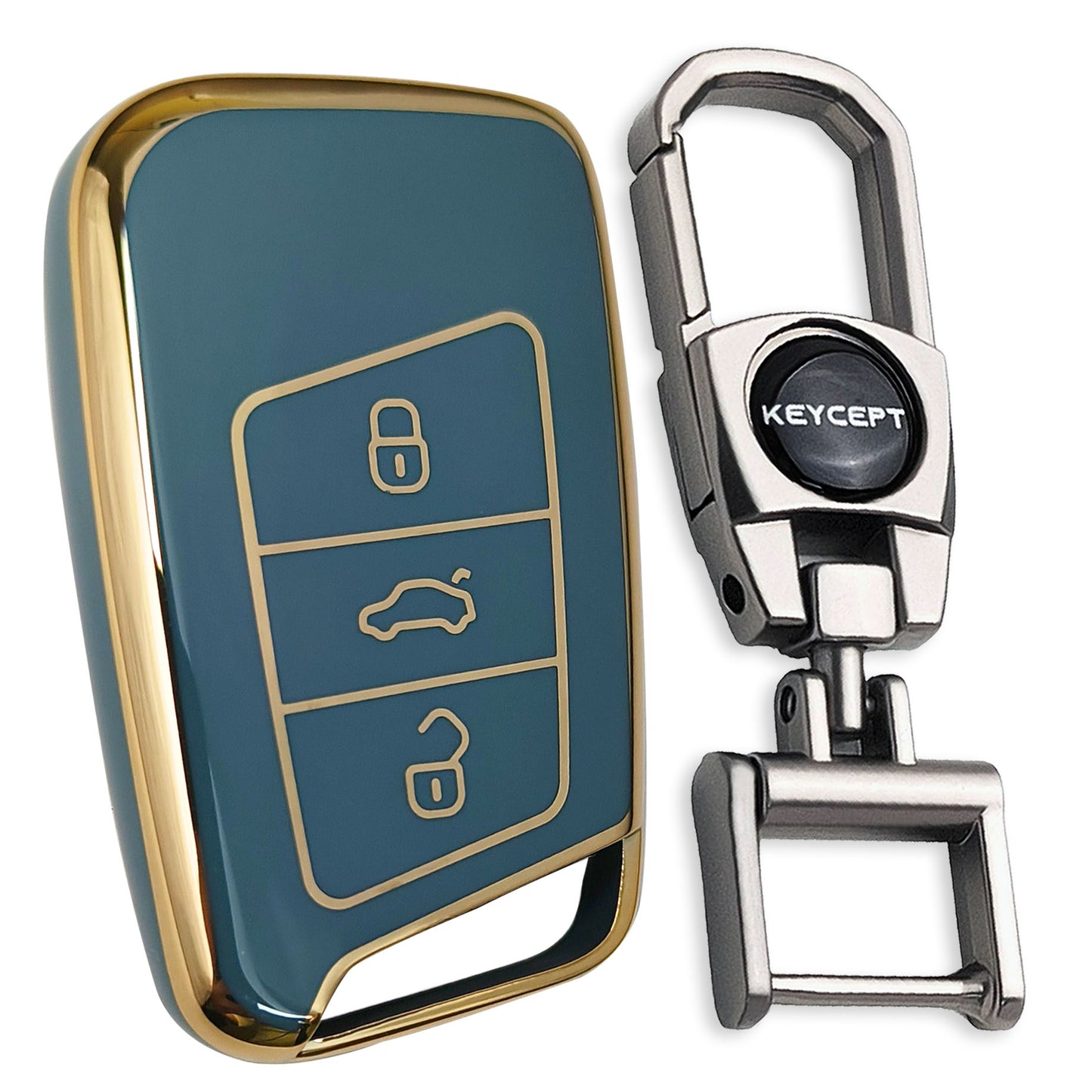 Skoda/Volkswagen Gold Line TPU Key Cover with Keychain (Type 2)