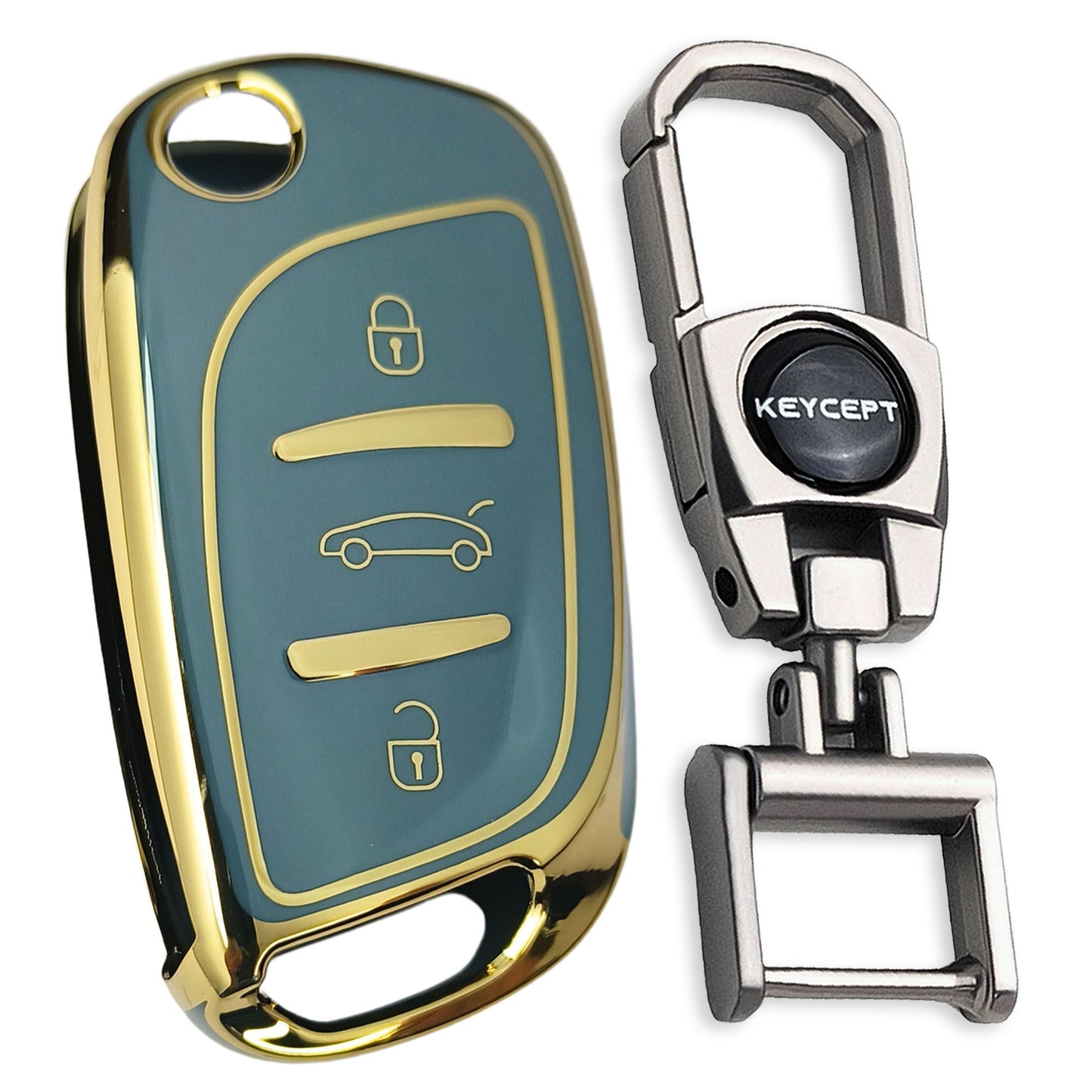 Universal Gold Line TPU Key Cover with Keychain (Type 2)