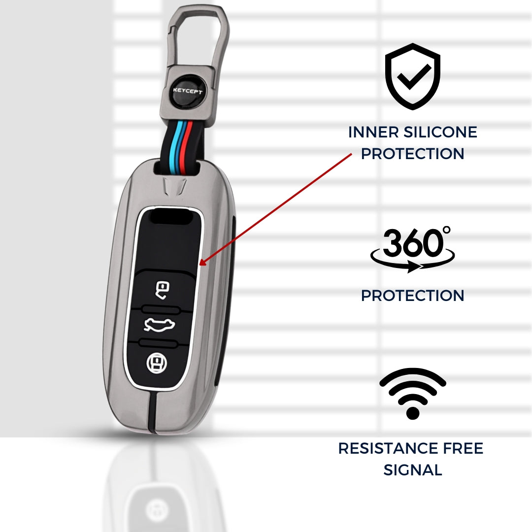 Audi Metal Alloy Key Cover with Keychain (Type M1)