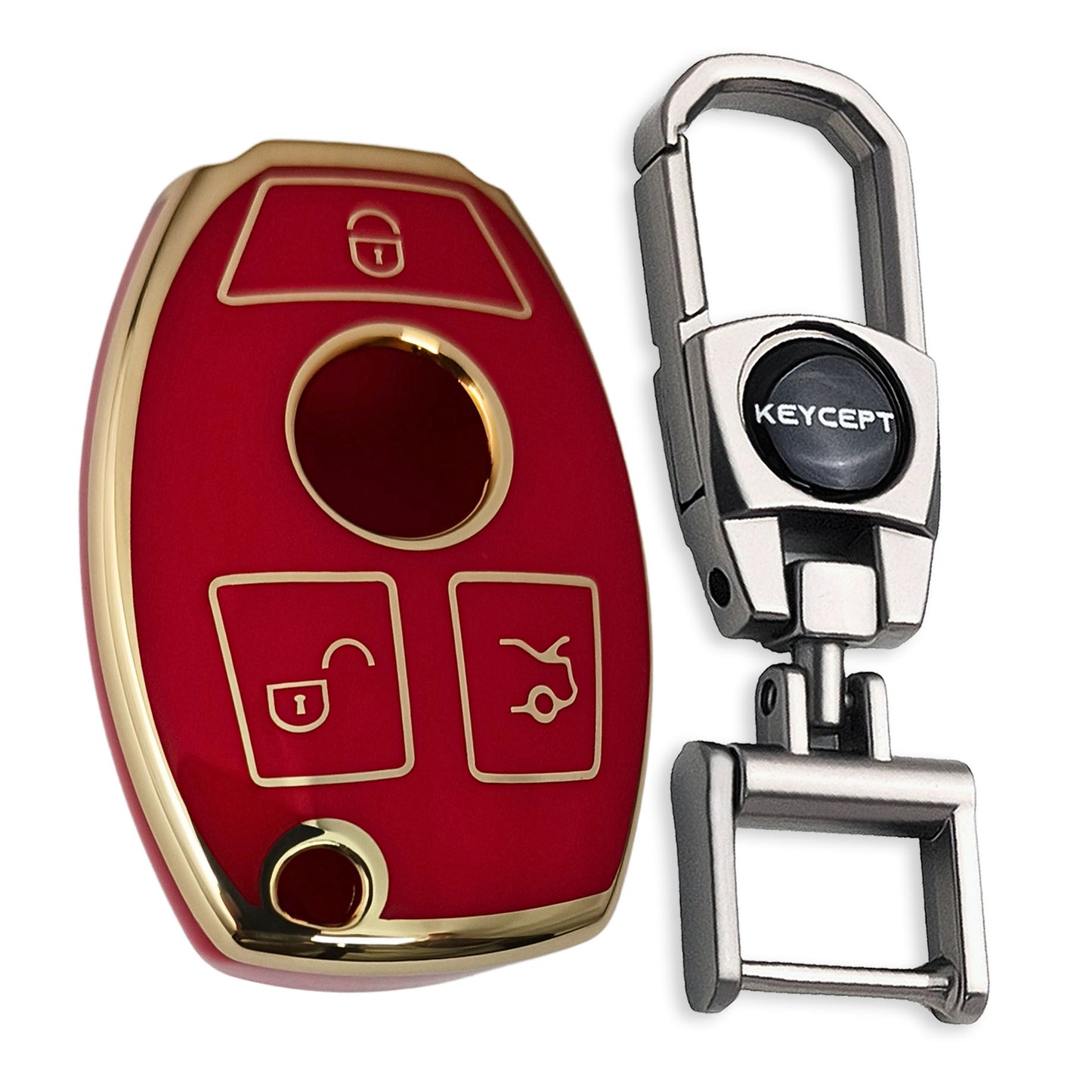 Mercedes Benz Gold Line TPU Key Cover with Keychain (Type 2)
