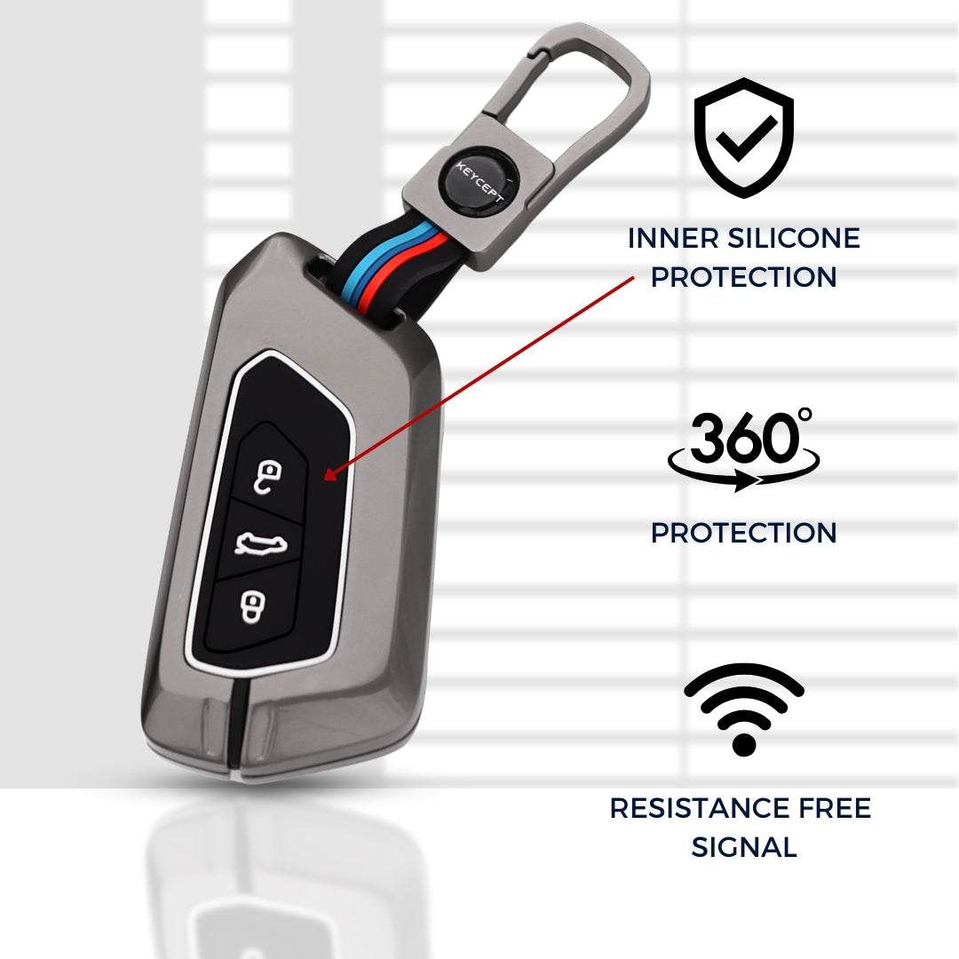 Skoda/ Volkswagen Metal Alloy Key Cover with Keychain (Type M1)