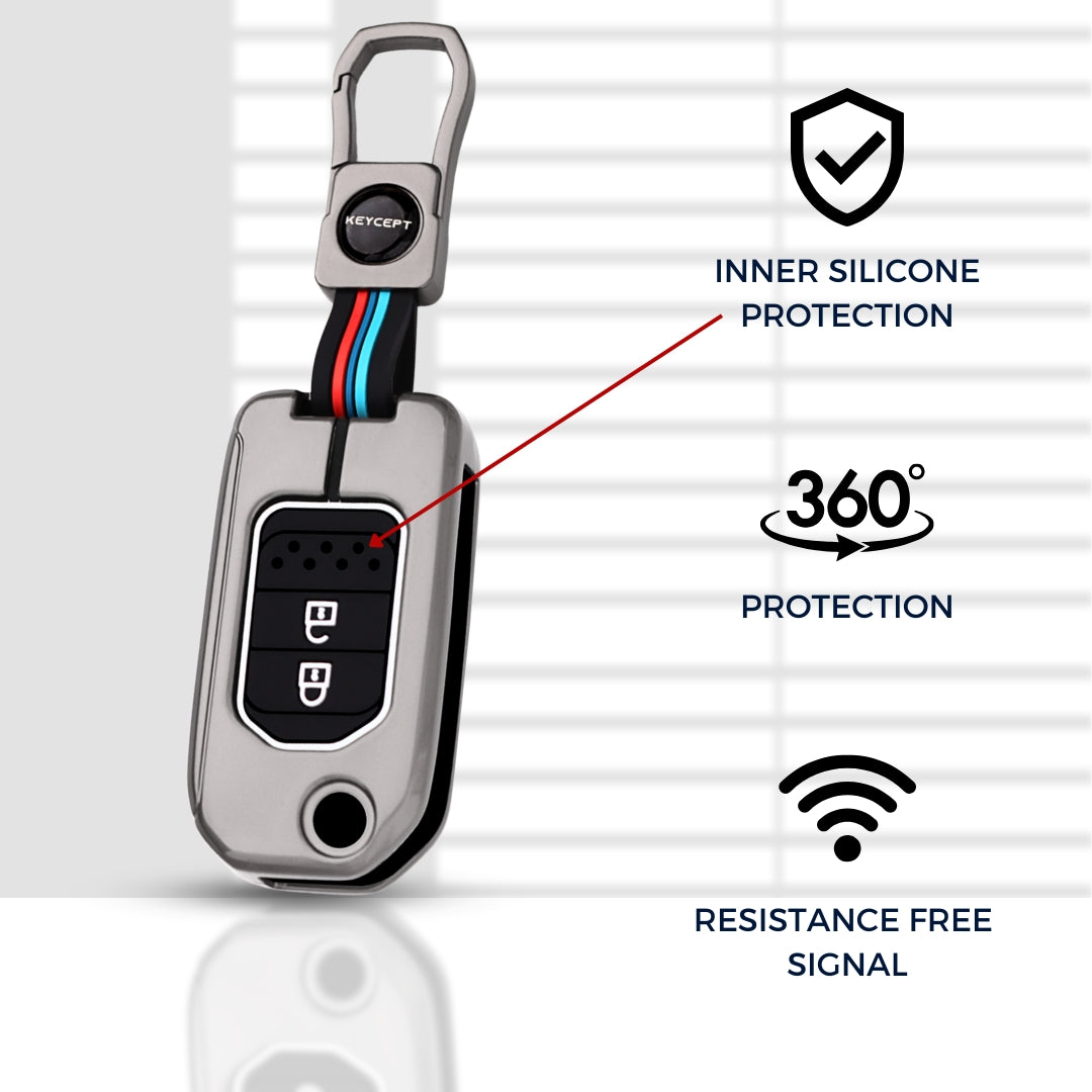 Honda Metal Alloy Key Cover with Keychain (Type M1)