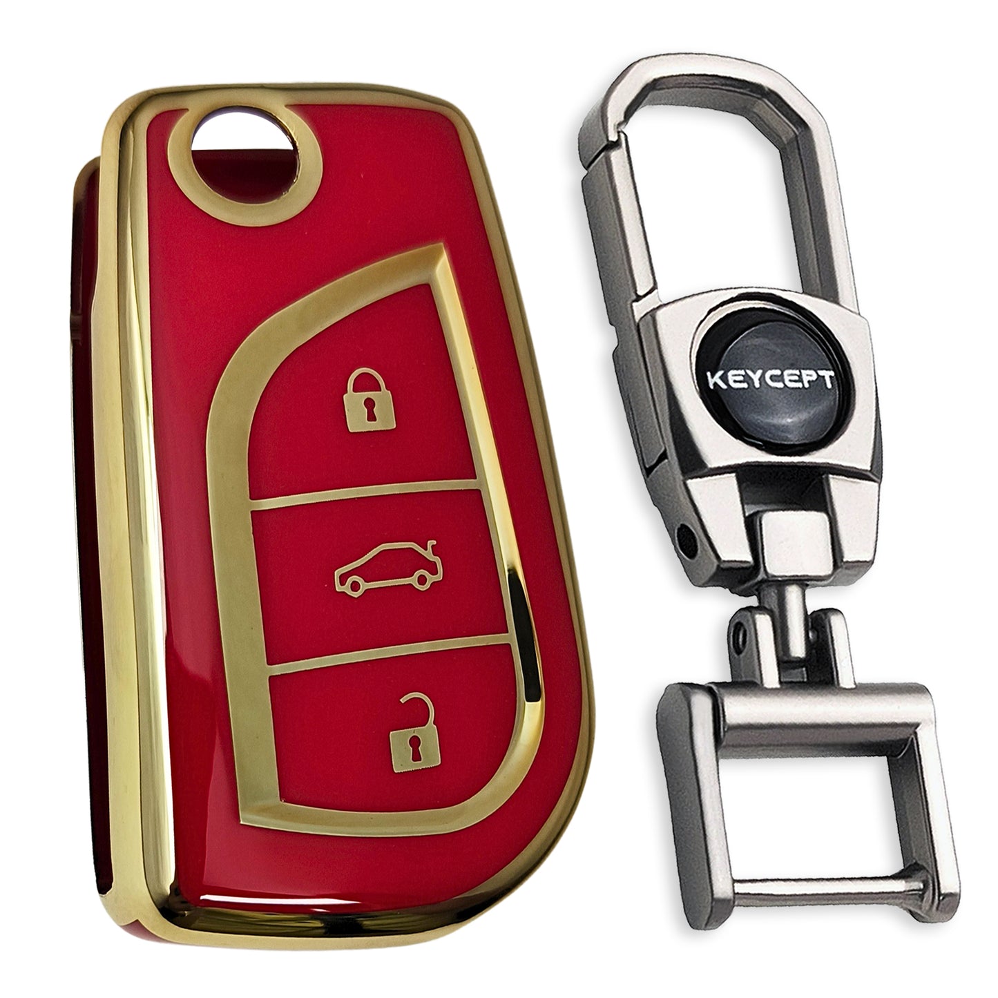 Toyota Gold Line TPU Key Cover with Keychain (Type 2)