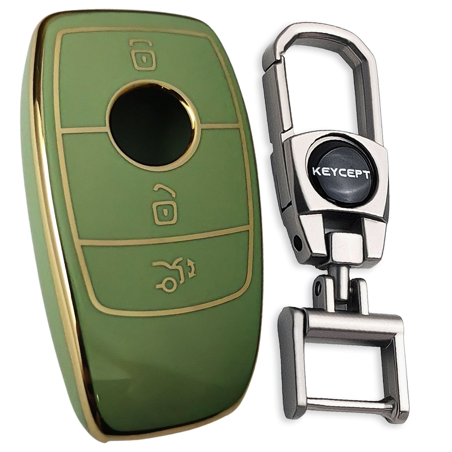 Mercedes Benz Gold Line TPU Key Cover with Keychain (Type 2)