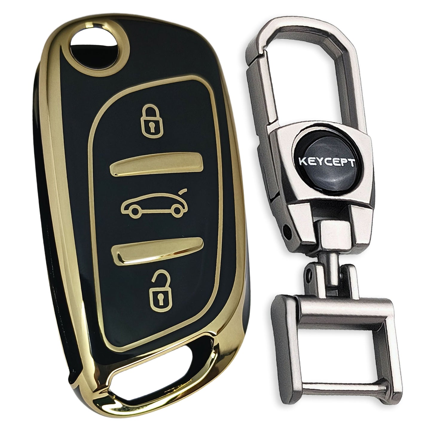 Universal Gold Line TPU Key Cover with Keychain (Type 2)