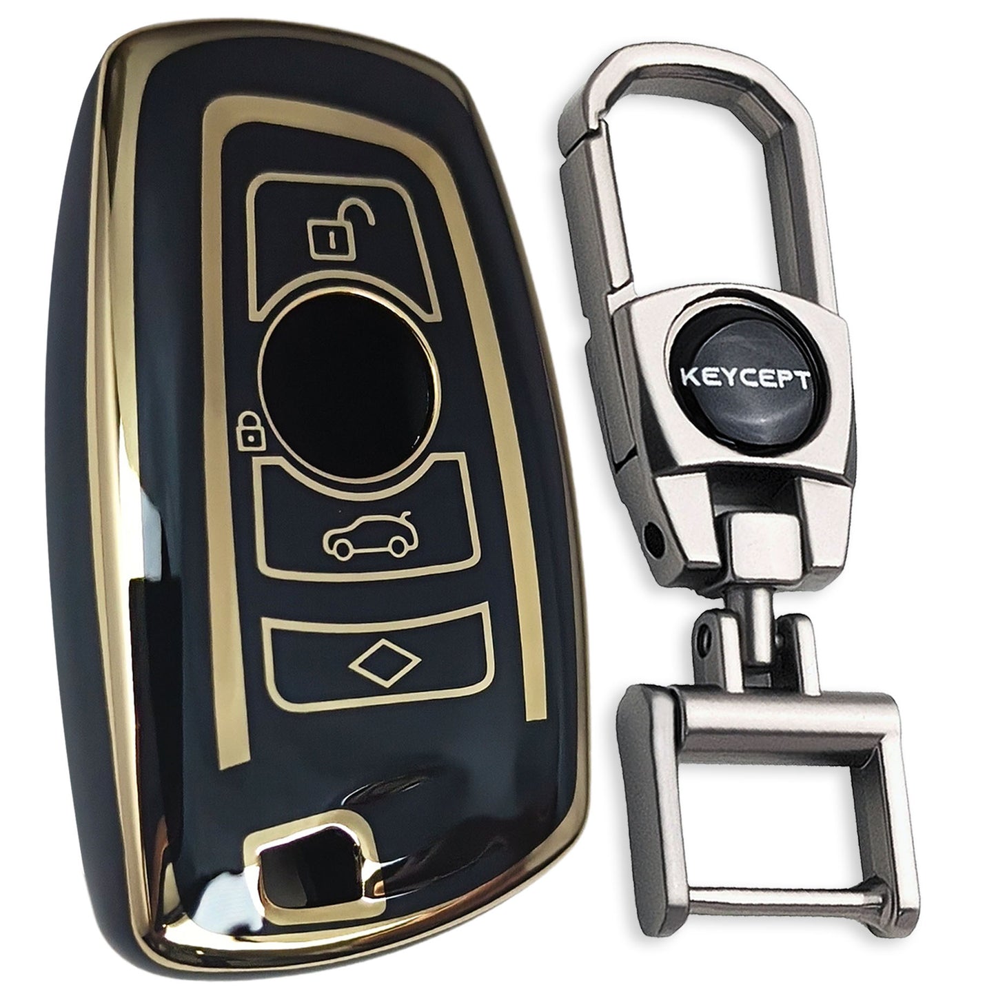 BMW Gold Line TPU Key Cover with Keychain (Type 2)