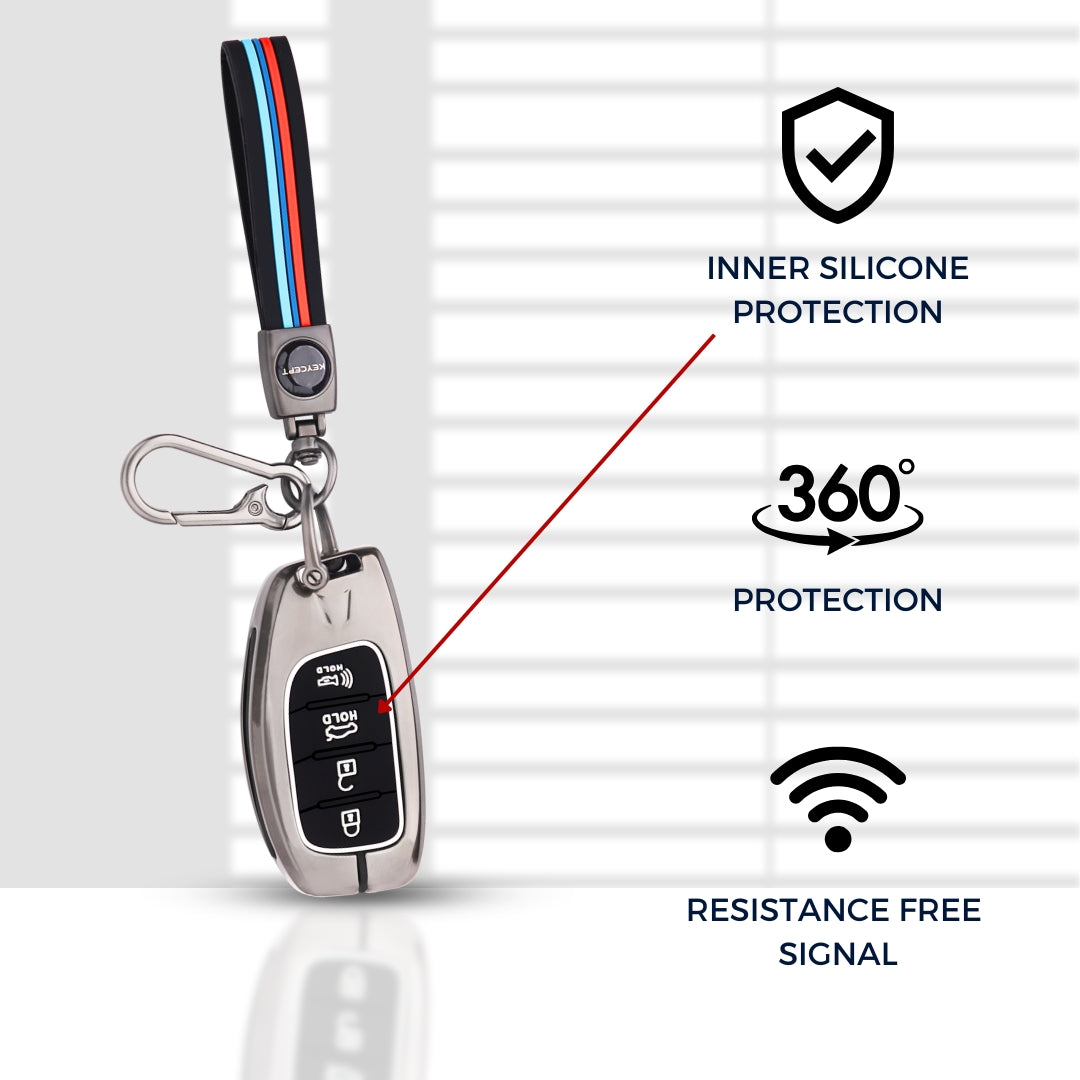 Hyundai Metal Alloy Key Cover with Keychain (Type M2)