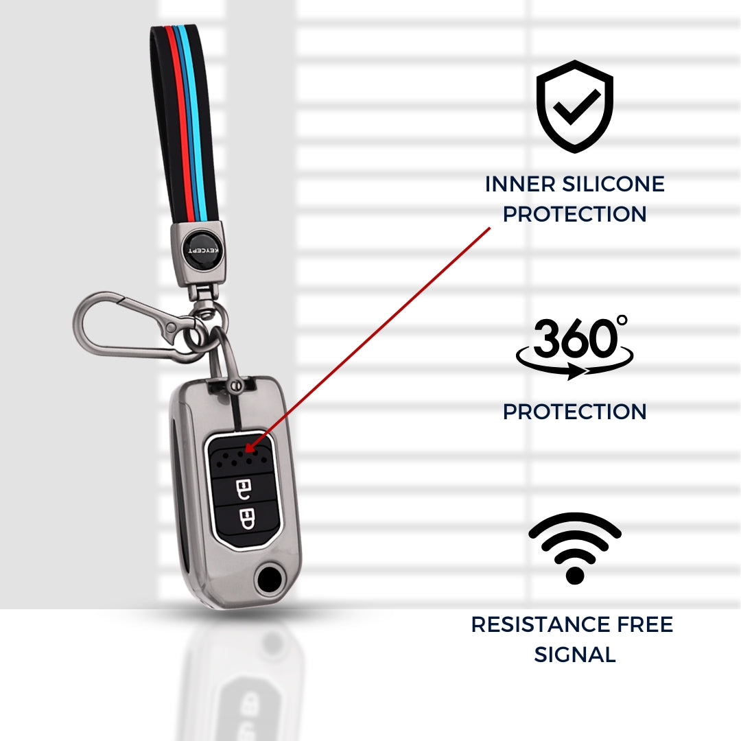 Honda Metal Alloy Key Cover with Keychain (Type M2)