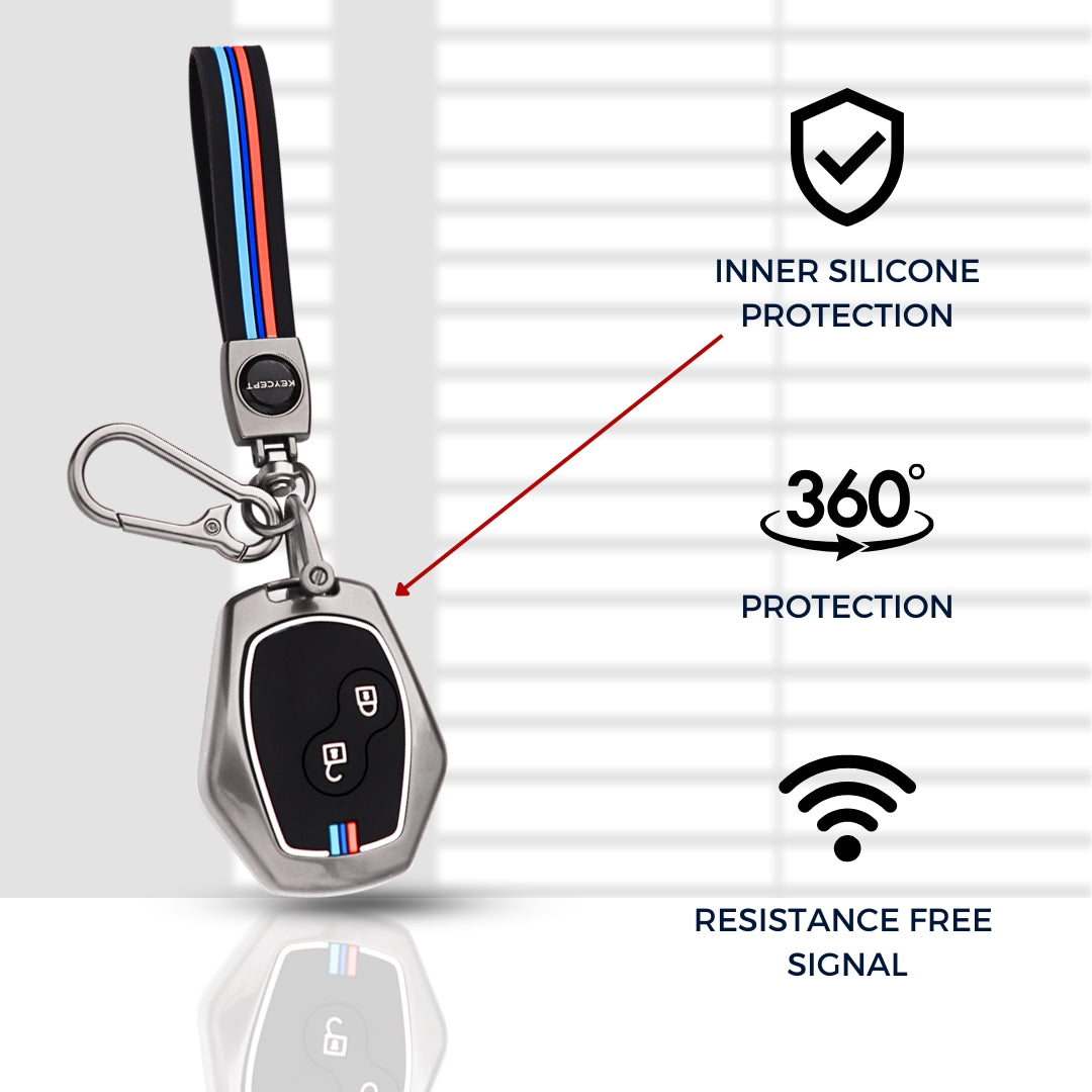 Renault/ Nissan Metal Alloy Key Cover with Keychain (Type M2)