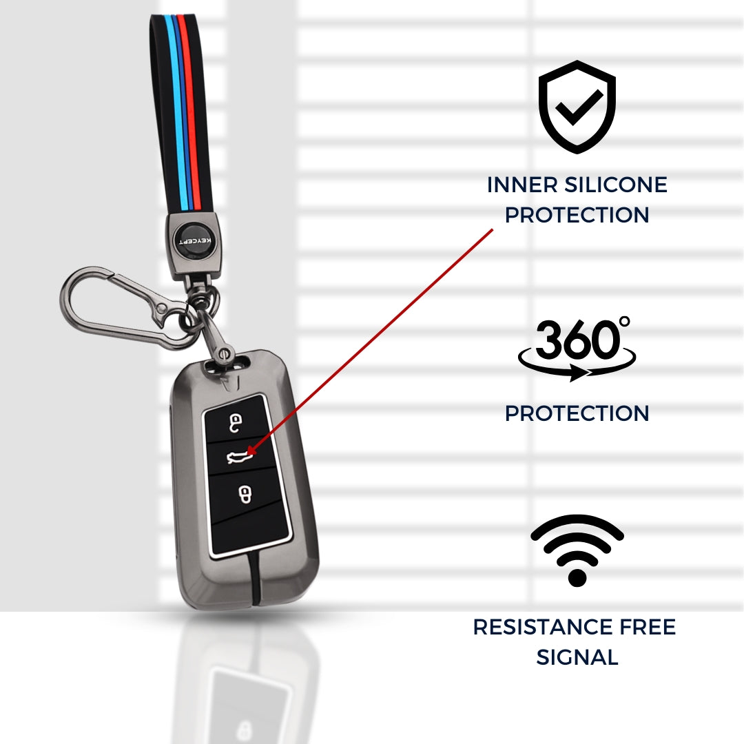 Skoda Metal Alloy Key Cover with Keychain (Type M2)