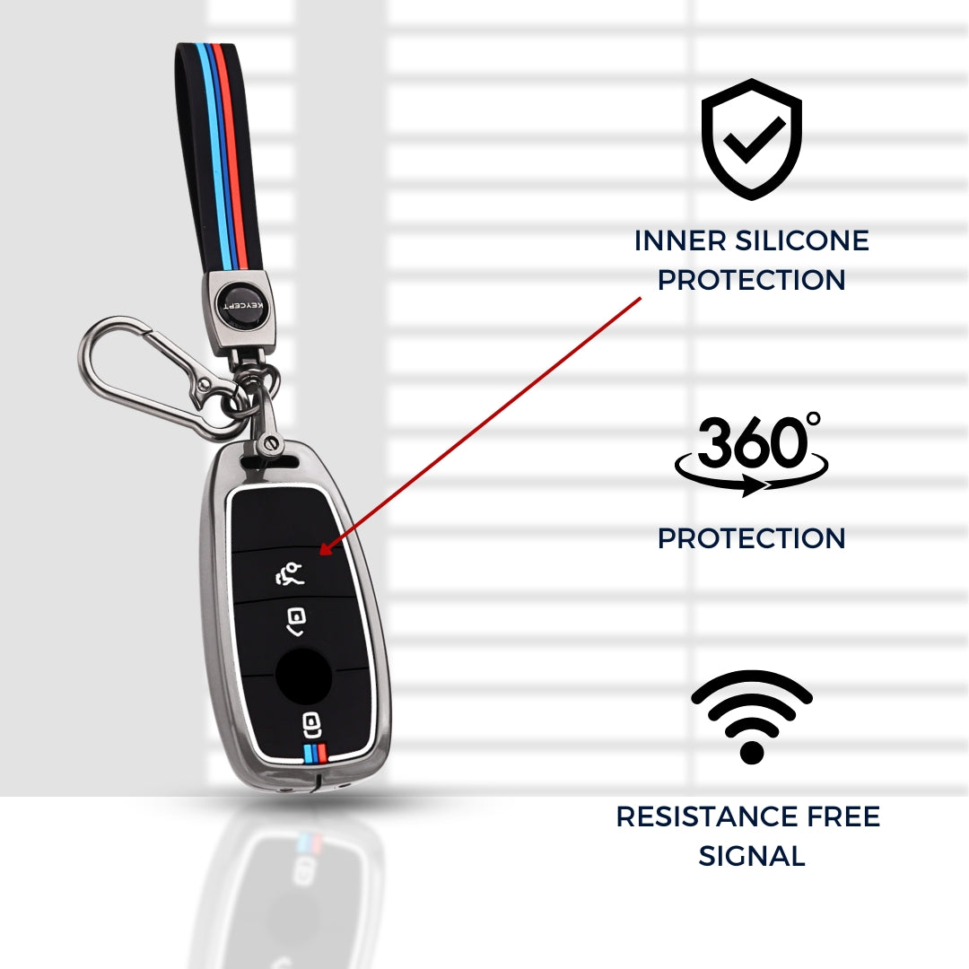 Mercedes Benz Metal Alloy Key Cover with Keychain (Type M2)
