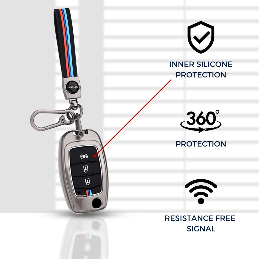Mahindra Metal Alloy Key Cover with Keychain (Type M2)