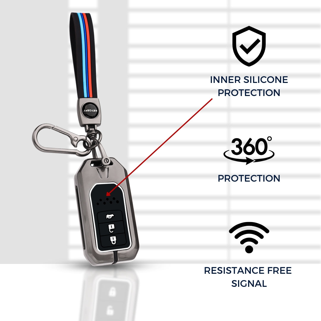 Honda Metal Alloy Key Cover with Keychain (Type M2)