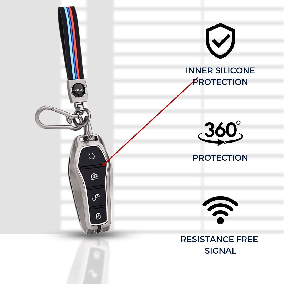 keycept Metal key cover For BYD Atto-3 4 Button Smart Key with Keychain M2.