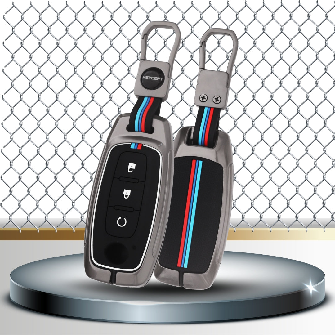 Metal Alloy Key Cover Compatible for Nissan Magnite 3 Button Smart Key with Keychain (Type M1)