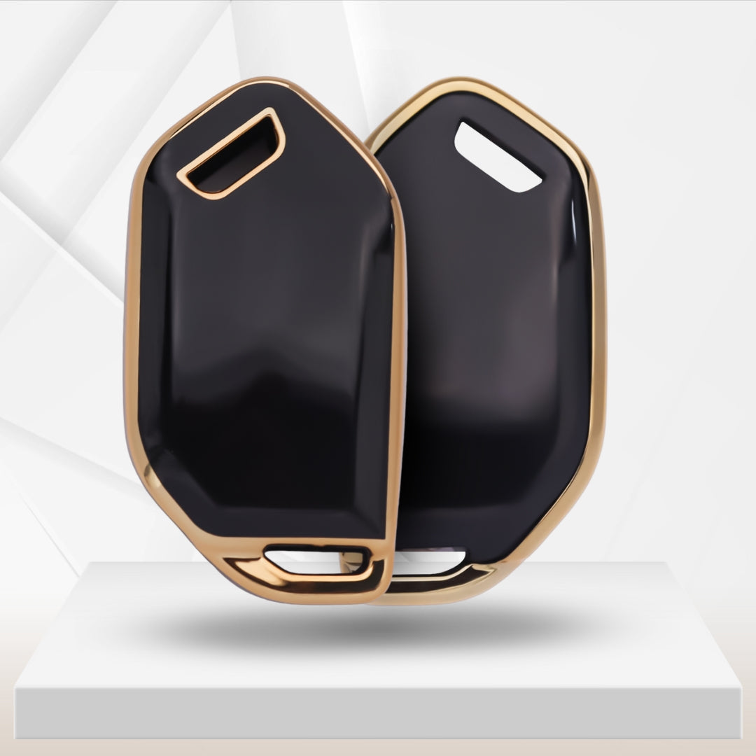 Keycept Gold Line TPU Car Key Cover for Kia Syros, EV6, EV9 4 Button smart key with keychain (Type K1)