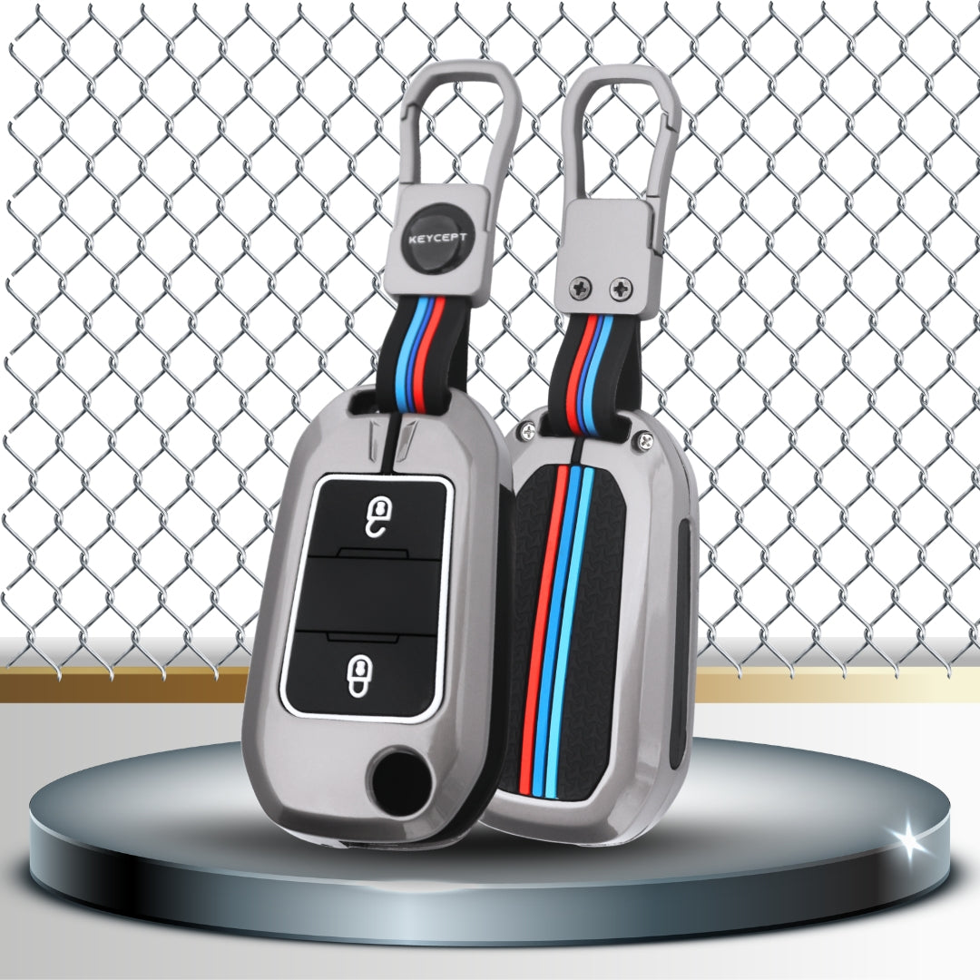 Citroen Metal Silicone Key Cover with Keychain(Type M1)