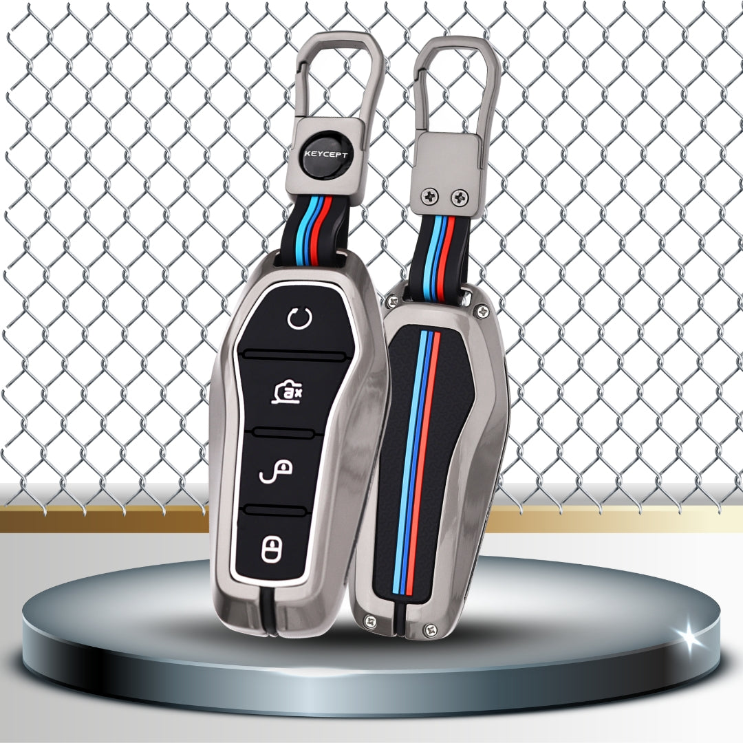 keycept Metal key cover For BYD Atto-3 4 Button Smart Key with Keychain M1.