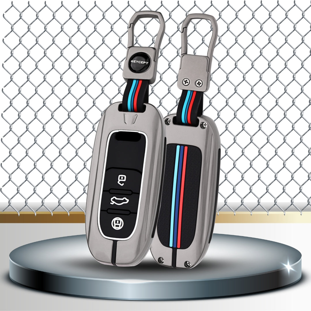 Audi Metal Alloy Key Cover with Keychain (Type M1)