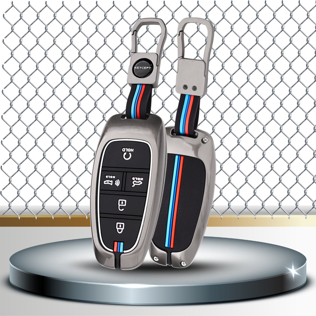 Hyundai Metal Alloy Key Cover with Keychain (Type M1)