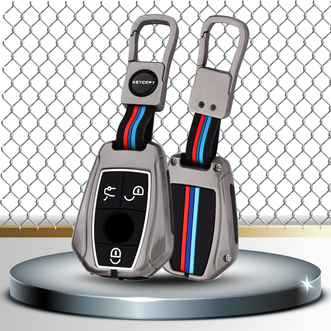 Mercedes Benz Metal Alloy Key Cover with Keychain (Type M1)
