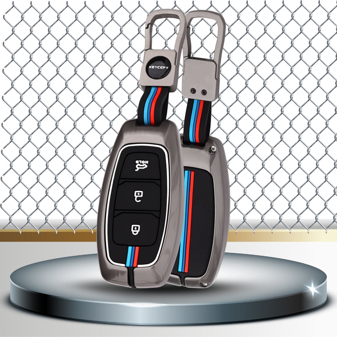 Hyundai Metal Alloy Key Cover with Keychain (Type M1)