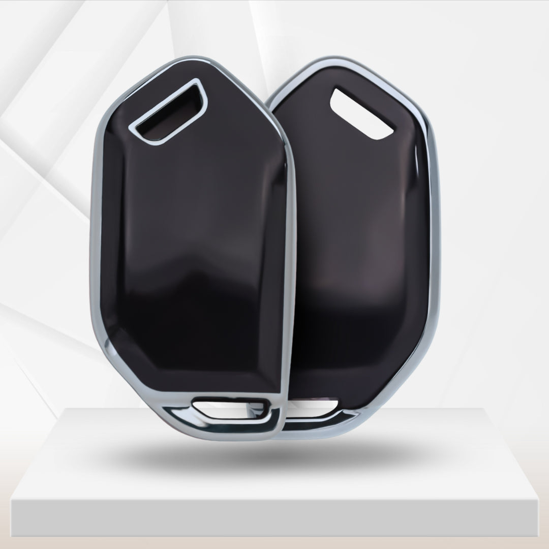 Keycept Silver Line TPU Car Key Cover for Kia Syros, EV6, EV9 4 Button smart key with keychain (Type K2)