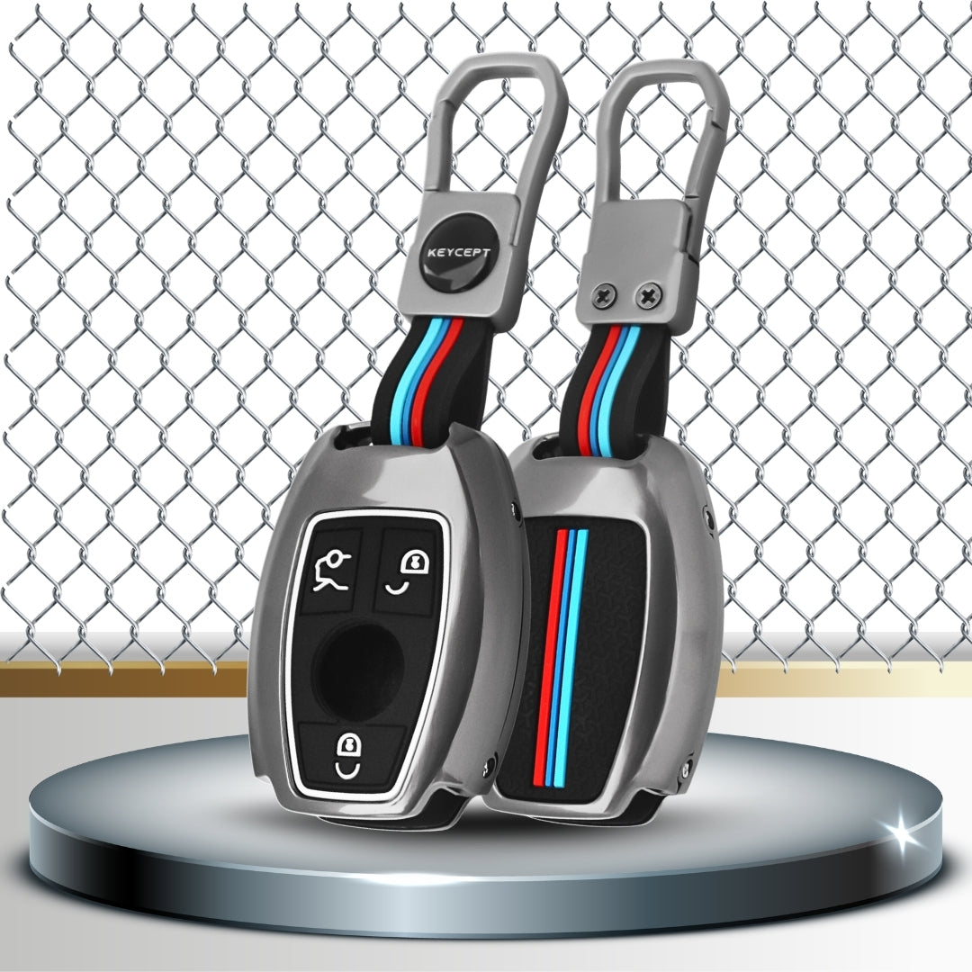 Mercedes Benz Metal Alloy Key Cover with Keychain (Type M1)
