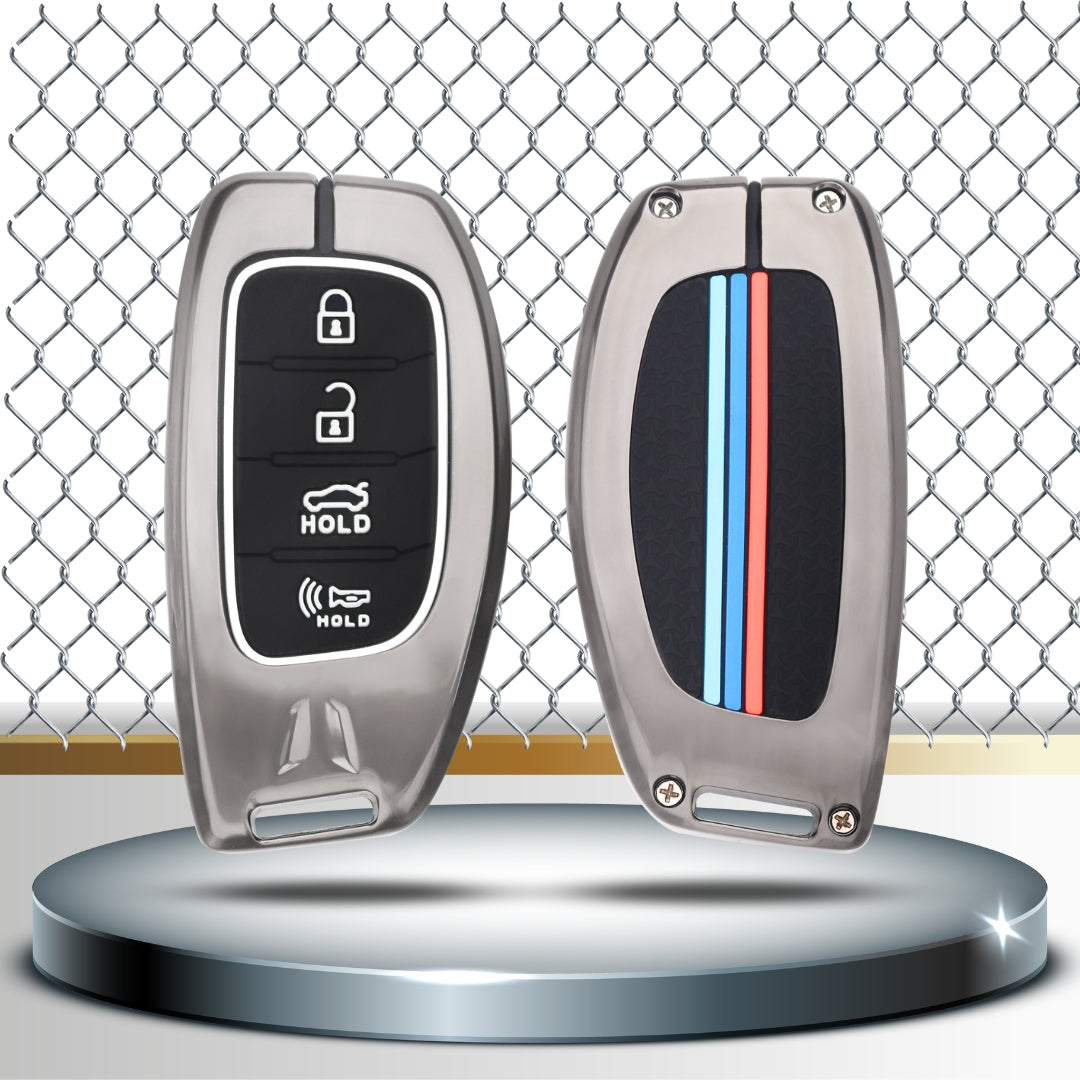 Hyundai Metal Alloy Key Cover with Keychain (Type M2)