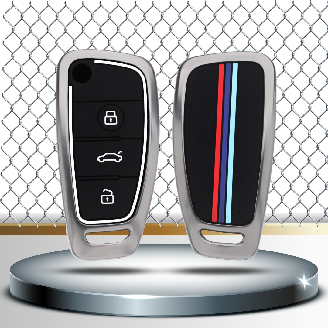 Audi Metal Alloy Key Cover with Keychain (Type M2).