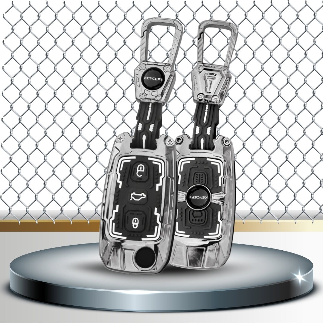 Skoda /Volkswagen Metal Armor Car Key Cover with Keychain (Type M4)