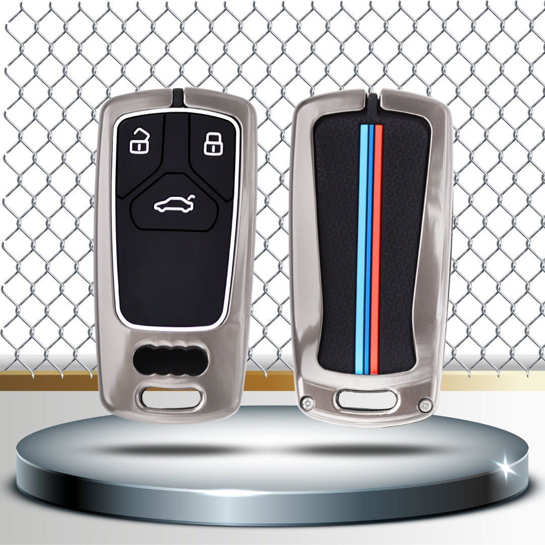 Audi Metal Alloy Key Cover with Keychain (Type M2).