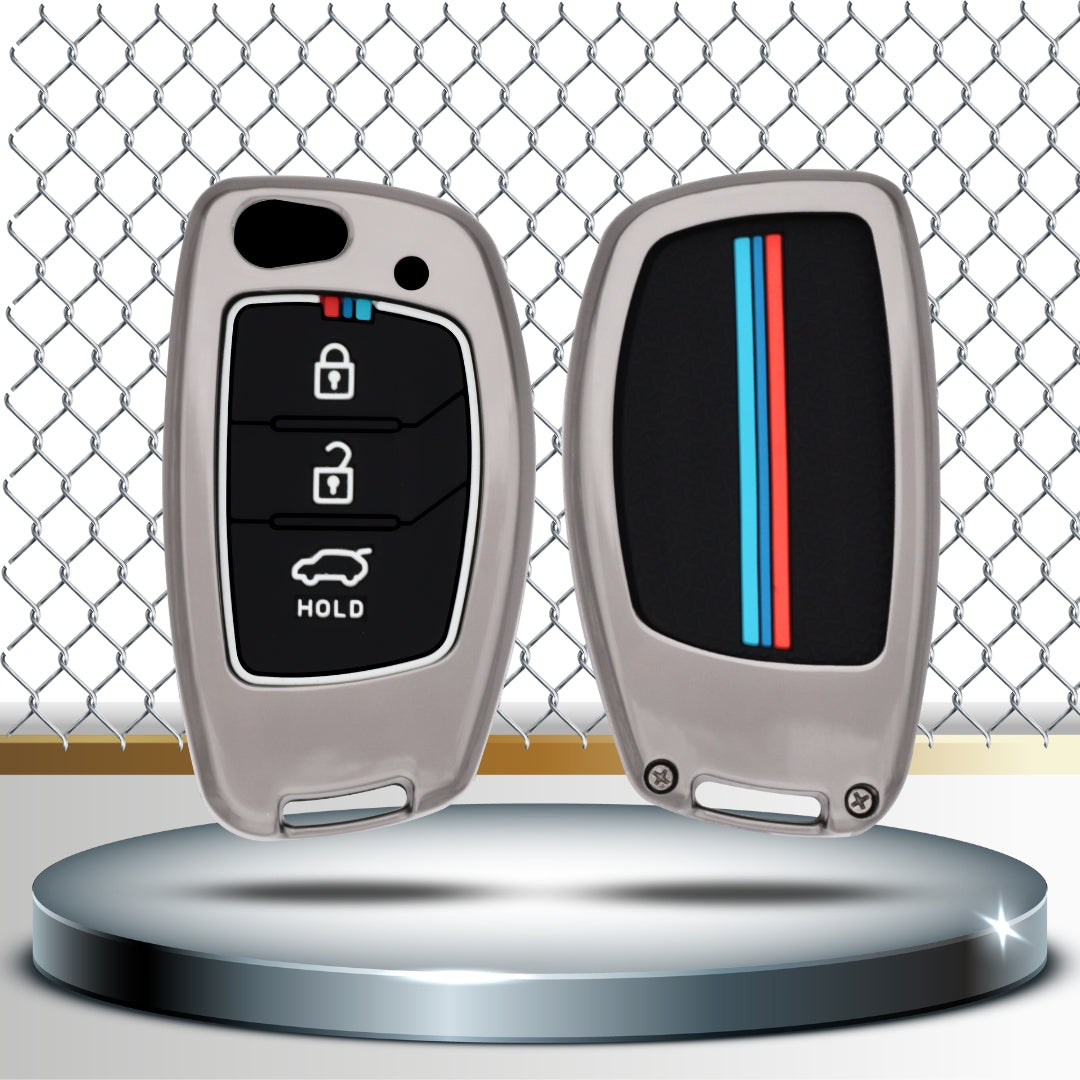 Hyundai Metal Alloy Key Cover with Keychain (Type M2)