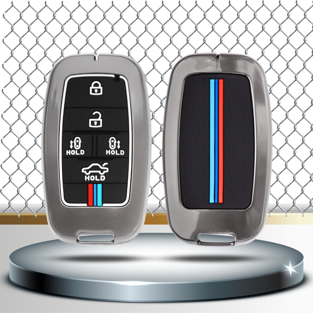 Keycept Kia Metal Silicone Key Cover with Keychain(Type M2)