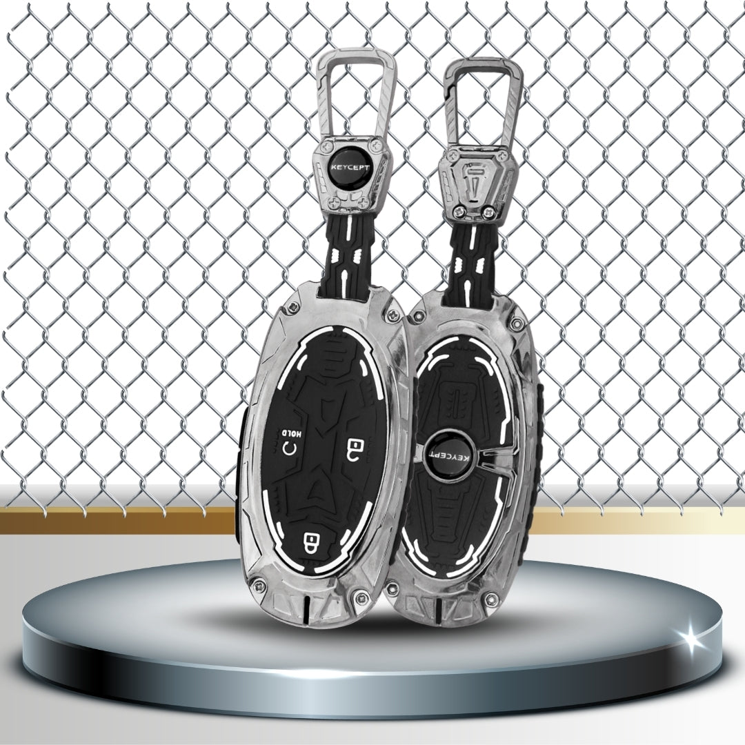Hyundai Metal Armor Car Key Cover with Keychain. (Type M4)
