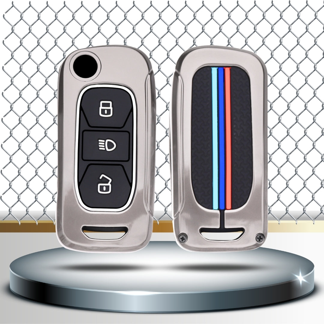 Tata Metal Alloy Key Cover with Keychain (Type M2)