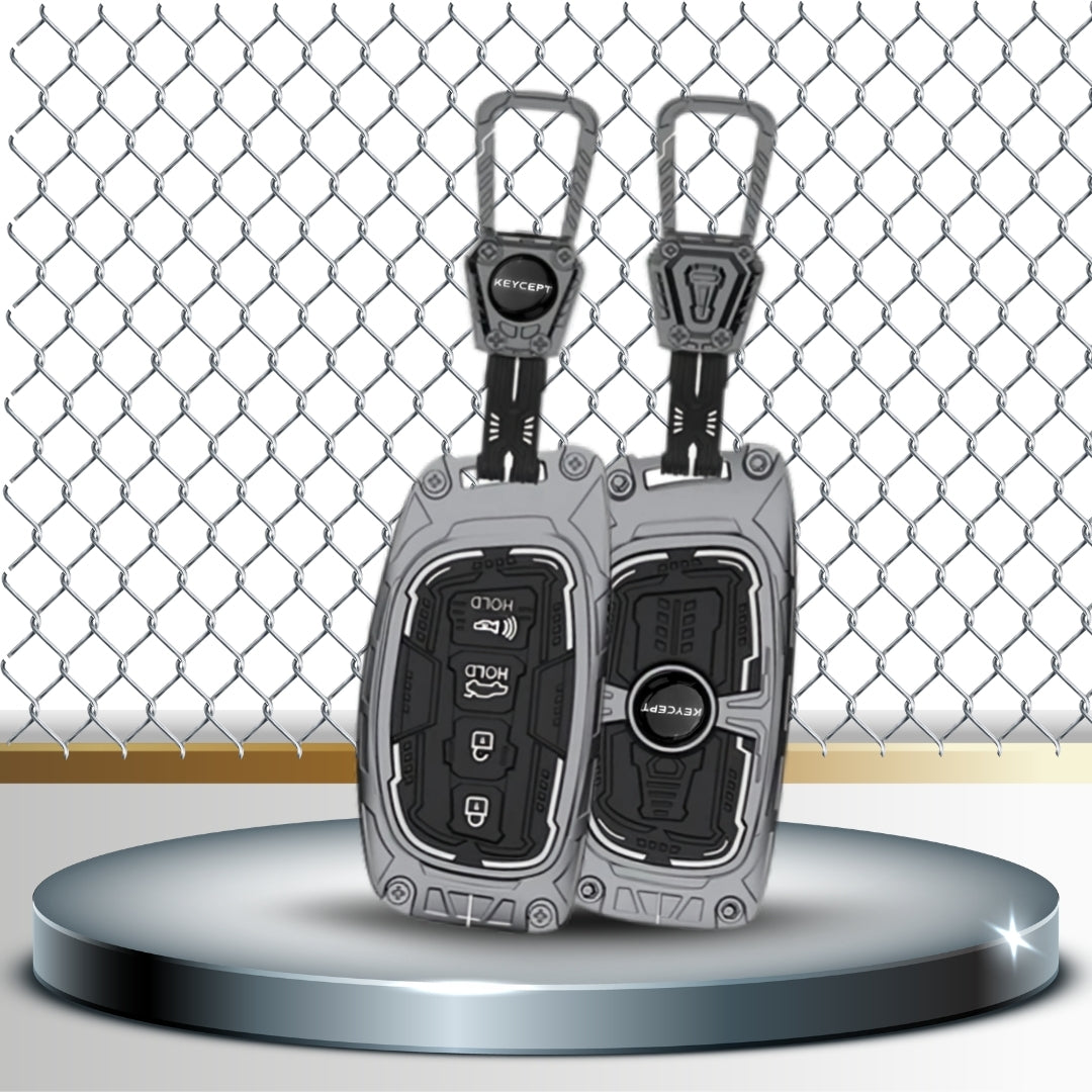 Hyundai Metal Armor Car Key Cover with Keychain. (Type M4)