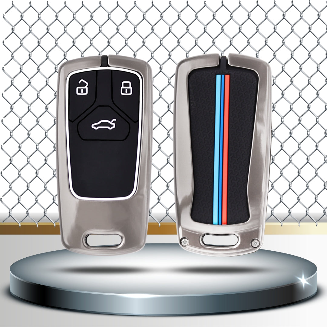 Audi Metal Alloy Key Cover with Keychain (Type M2).