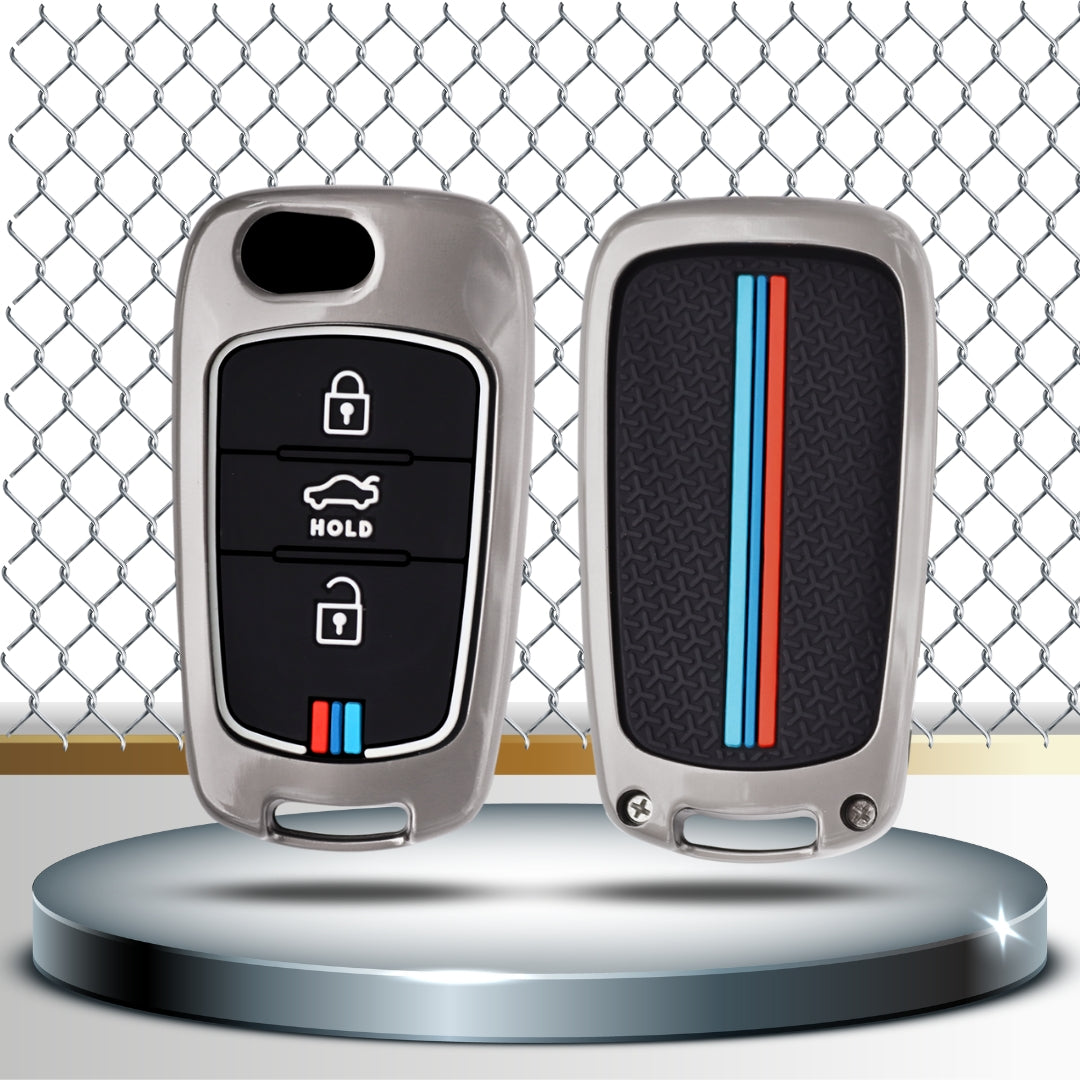 Hyundai Metal Alloy key Cover with Keychain (Type M2)