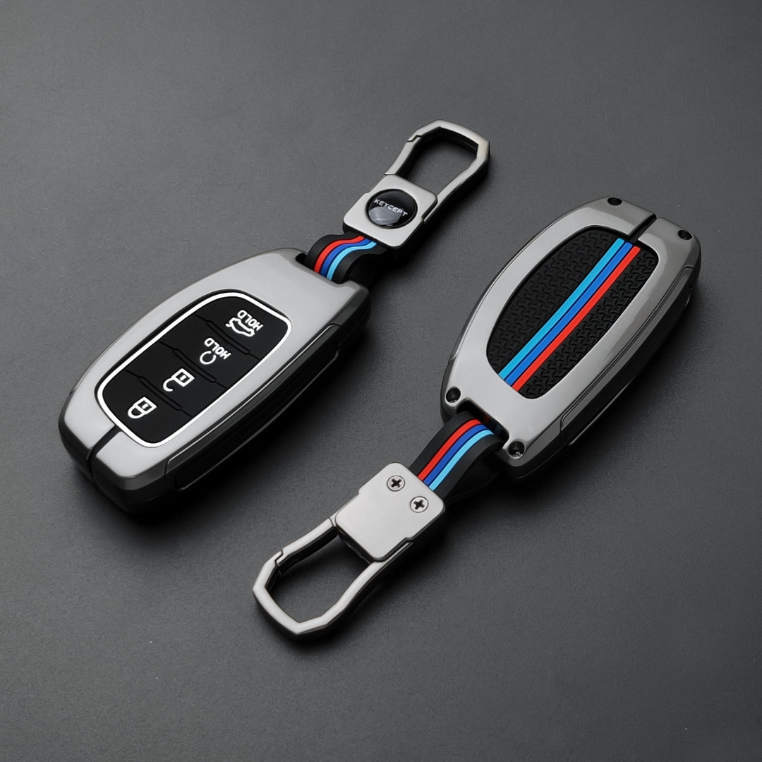 Keycept Metal Alloy Car Key Cover for Hyundai Alcazar, Creta, Tucson Key Cover with keychain (Type M1)