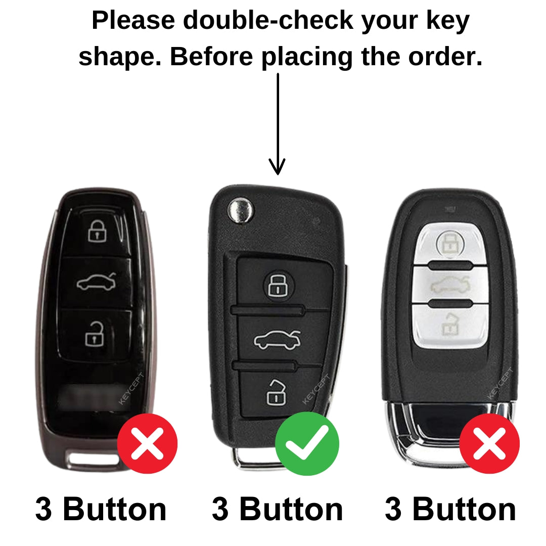 Audi Metal Alloy Key Cover with Keychain (Type M1).
